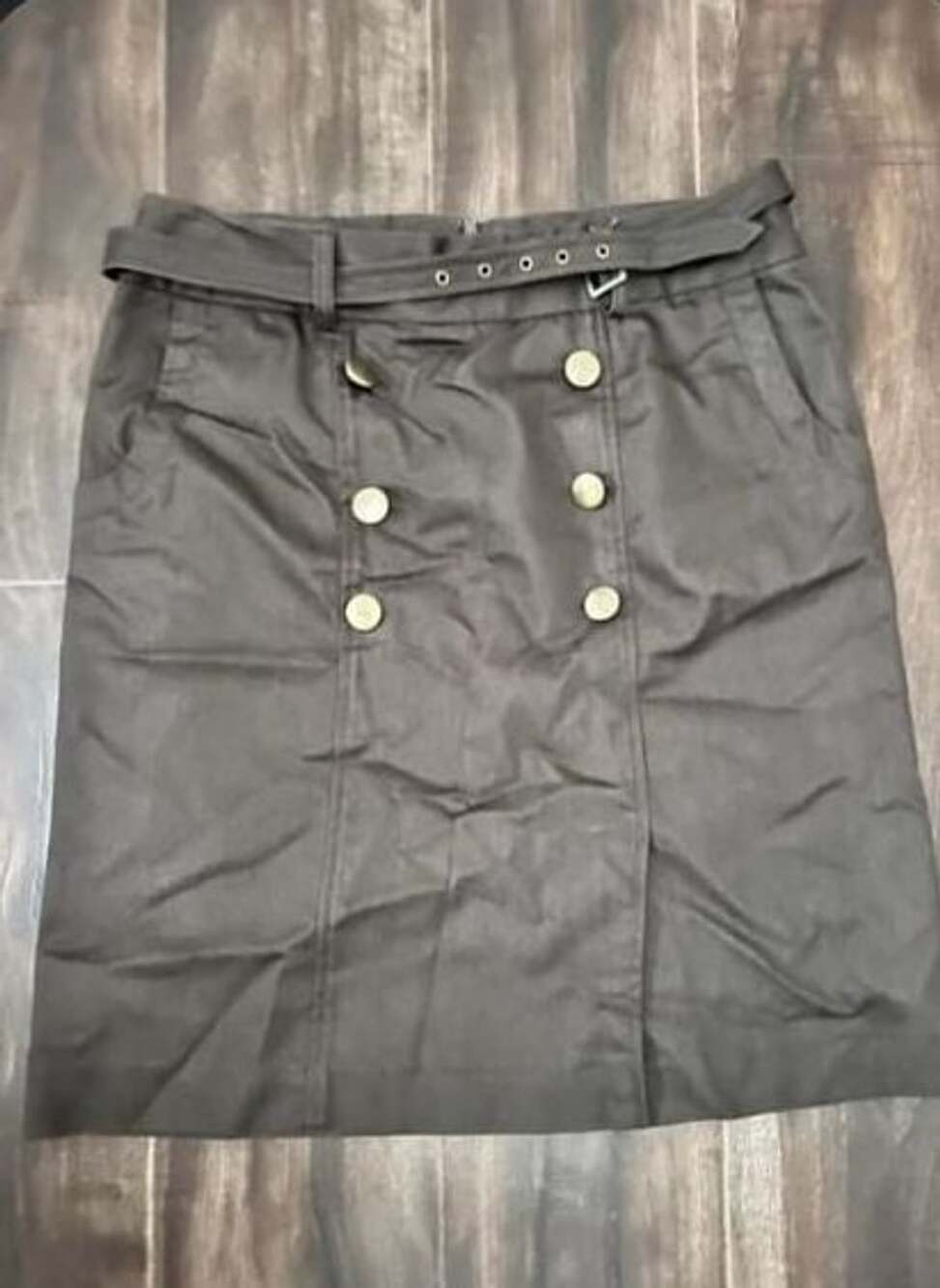 Willi Smith Midi Skirt Size 10 Dark Chocolate Brown Belted Double Breasted